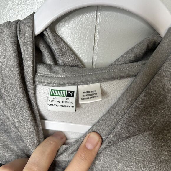 Puma Sweatshirt Boys Youth L (14-16) Gray Hoodie Puma Logo Kangaroo Pocket 2pcs - Picture 6 of 11